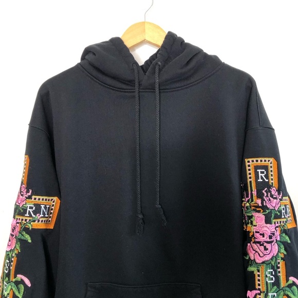 Born x Raised Black Embroidered Sleeves Hoodie Jacket Size Medium - Picture 4 of 7